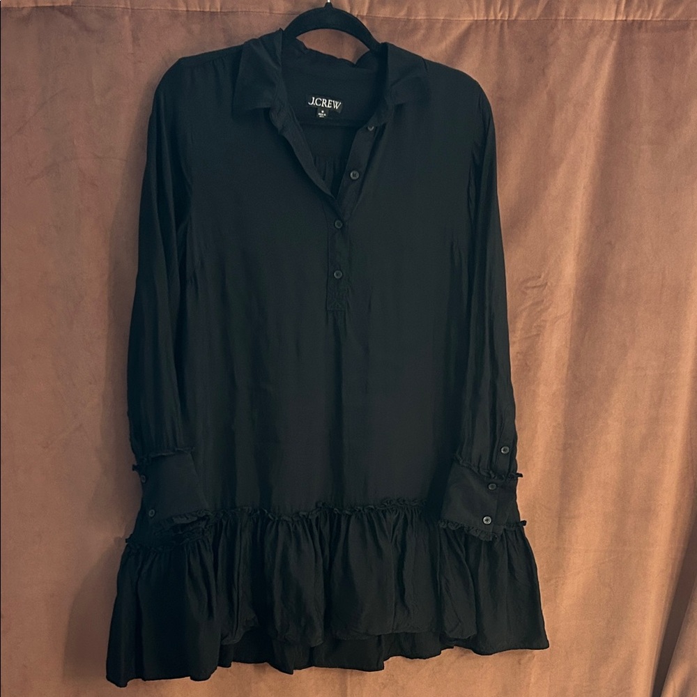 J. Crew Black Ruffle Hem Dress